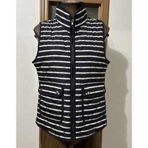 Savile Row Co London Quilted Vest Striped Navy Blue Medium